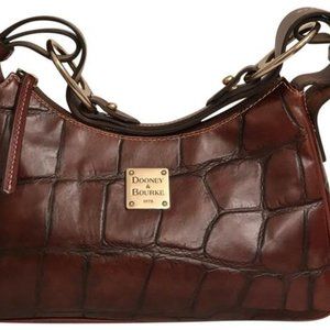 Dooney and Bourke Harrison Croc Embossed Leather Hobo Bag in brown (VINTAGE)